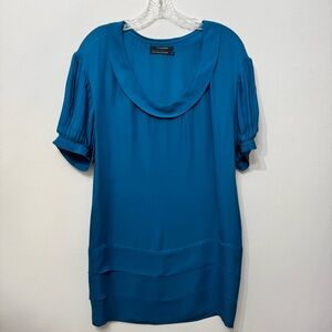 Club Monaco Teal Short Sleeve Silk Dress